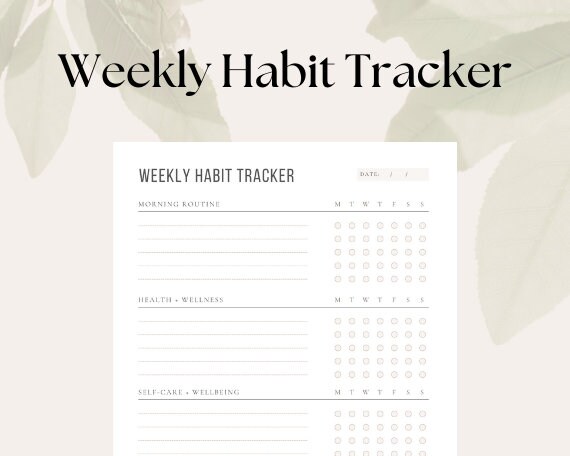 Weekly Habit Tracker Template Printable PDF Instant - Etsy