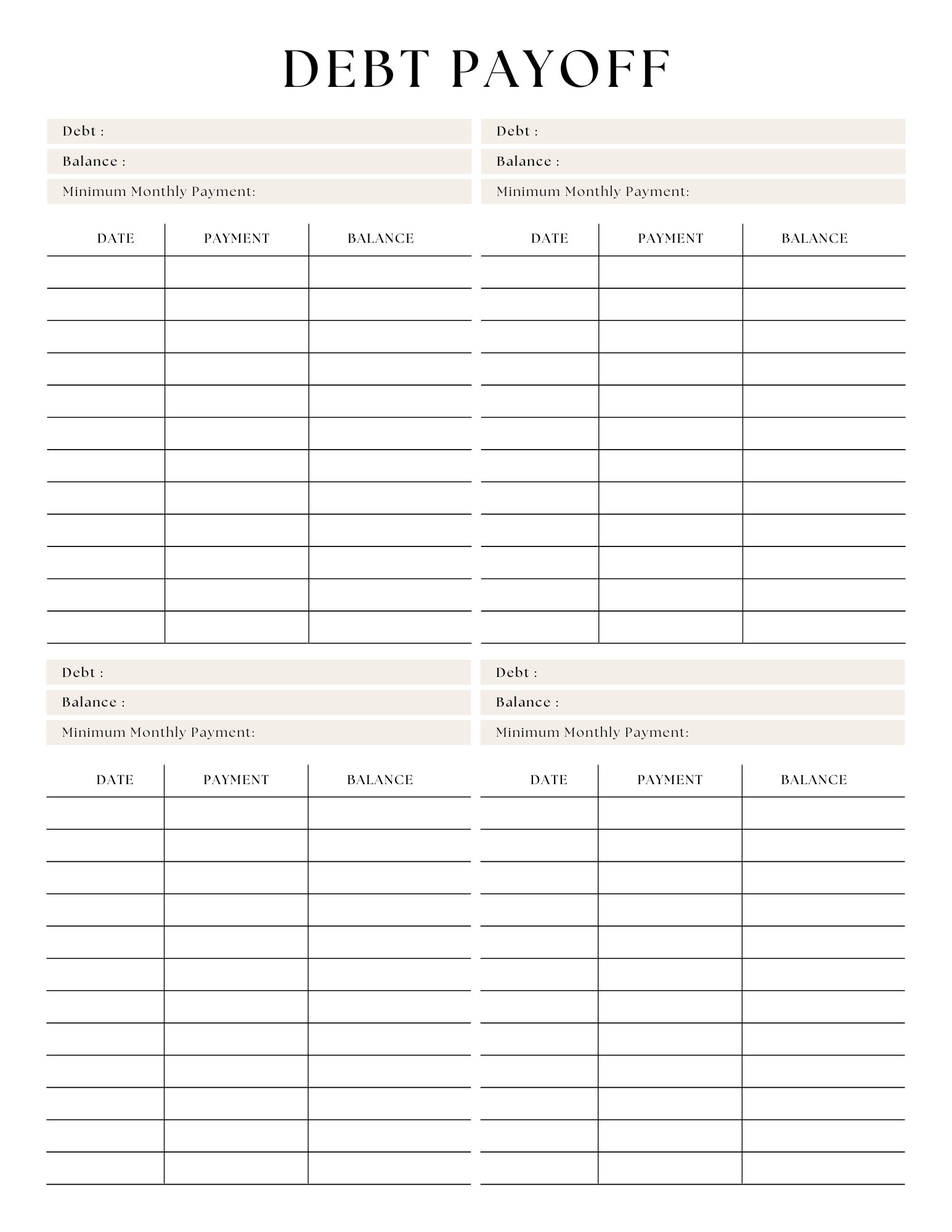 Debt Payoff Tracker Debt Snowball Template (PDF Download) Etsy