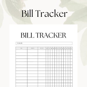 Bill Tracker | Finance Tracker | Budget | Digital Planner | Printable | PDF Instant Download