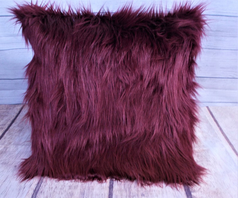 Luxury Shag Maroon Throw Pillow Cover Etsy