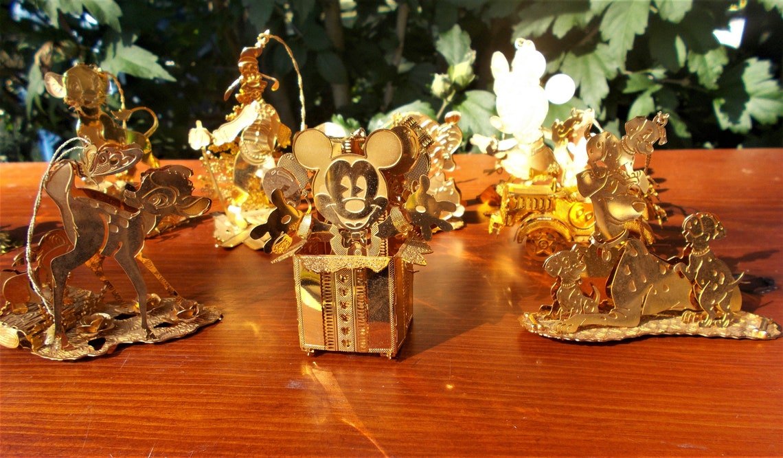 Vintage Disney Christmas Gold Ornament Collection Etsy
