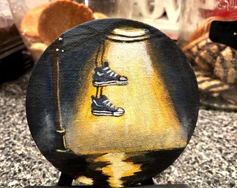 Mini peinture acrylique originale - oeuvres d'art aimantées pour réfrigérateur - oeuvres d'art Black Love, oeuvres d'art sur toile 4 x 4 - oeuvres d'art originales petites