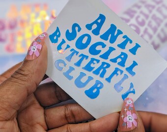 Anti Social Butterfly Club Decal, Introvert Gift