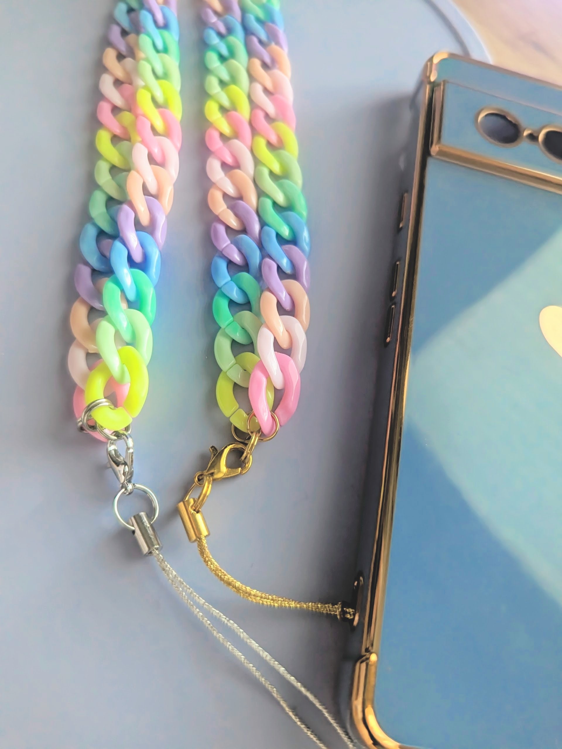 Phone Charm Strap, Phone Strap, Beaded Phone Charm, Y2K Cute Pastel Beads  Pink Peach Yellow Green Blue or Lilac Custom Personalized 
