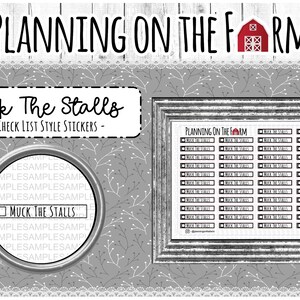 Muck The Stall O bancarelle / Farm Chore Checklist Planner Adesivi / Cura degli animali / Pollo Cavallo Capra / Tracker Promemoria