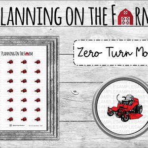 Maai het gazon | Zero Turn grasmaaier planner sticker | Planning op de boerderij | Stickers boerderij en boerderij | Maaimachines | Werk | Klusjes: