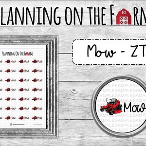 Maai het gazon | Zero Turn grasmaaier planner sticker | Planning op de boerderij | Stickers boerderij en boerderij | Maaimachines | Werk | Klusjes: