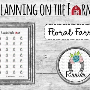 Consulta de visita do ferreiro | Adesivos de planejamento de cavalos | Ferradura floral | Lembrete Fazenda de cavalos equestres | Rastreador de cuidados com animais de tarefas