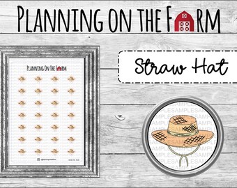 Straw Hat | Farmer Hat | Planner Stickers | Gardening Hats | Farm Homestead Country | Southern Farming Homesteading