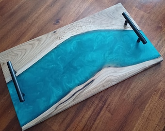 Spalted Maple and Turquoise Resin Charcuterie Board