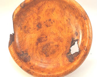 Hand Turned Black Cherry Burl Bowl: Decorative Wood Centerpiece