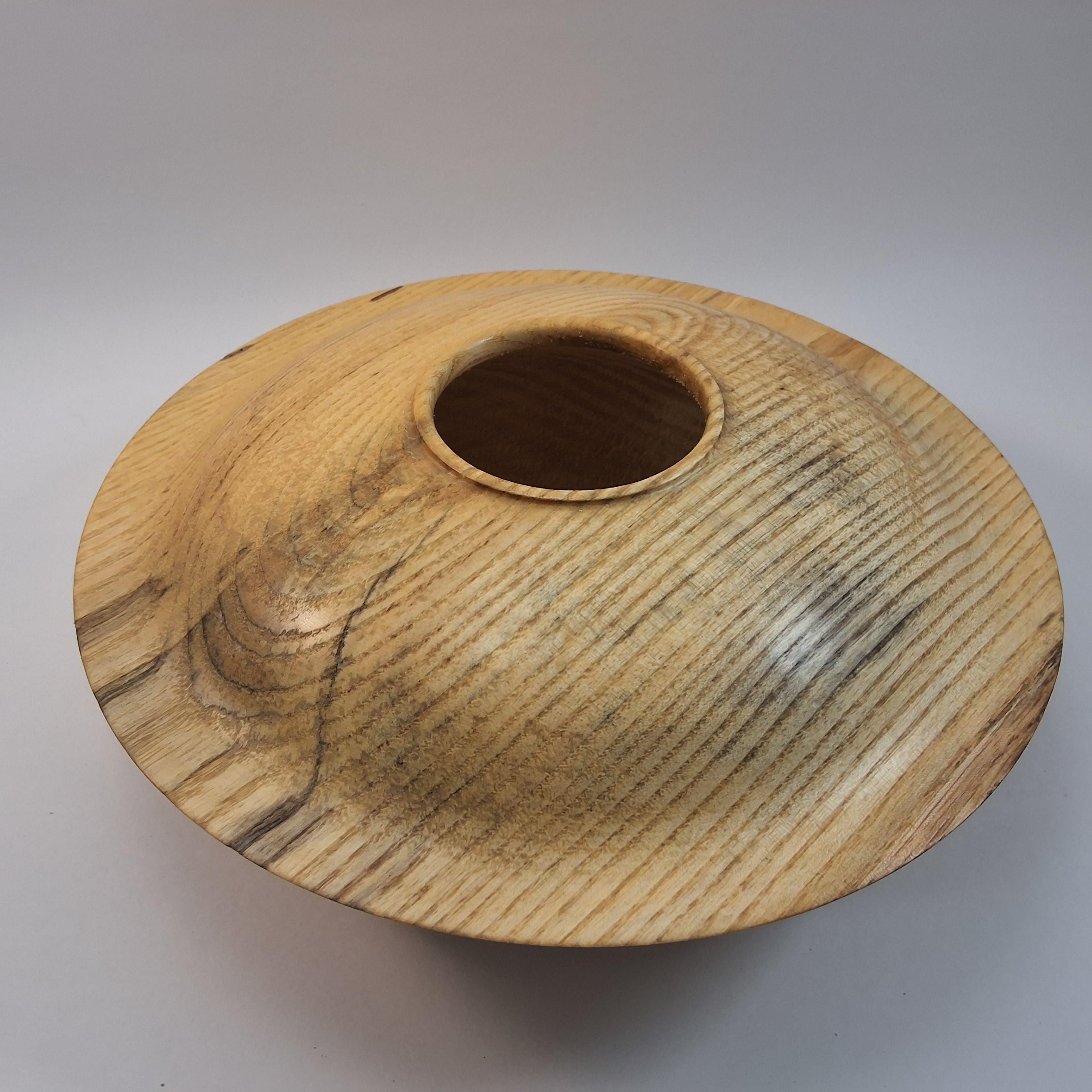 Spalted Ash Wood Turned Hollow Form: Figured Wood Vessel