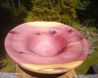 Red cedar bowl with wide rim, decorative bowl, food safe, salad bowl, fruit bowl , house warming gift, gift for mom