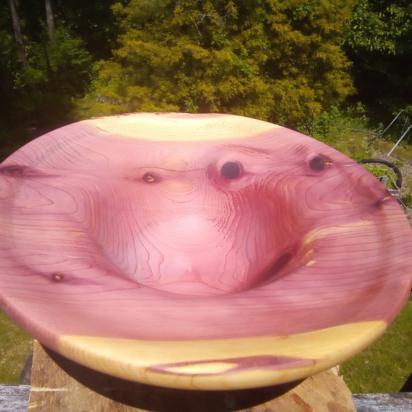 Red cedar bowl with wide rim, decorative bowl, food safe, salad bowl, fruit bowl , house warming gift, gift for mom