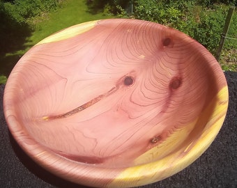 Red Cedar bowl, salad bowl, fruit bowl, wood turned, food safe, rustic kitchen décor, serving dish, house warming gift, gift for mom