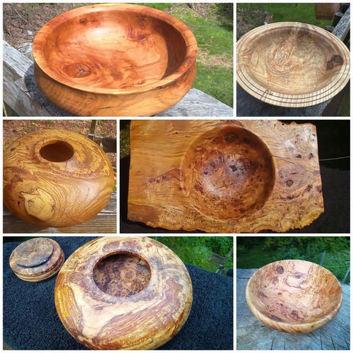 Bol en bois dur pomme tourné main artisanal magnifiquement grainé