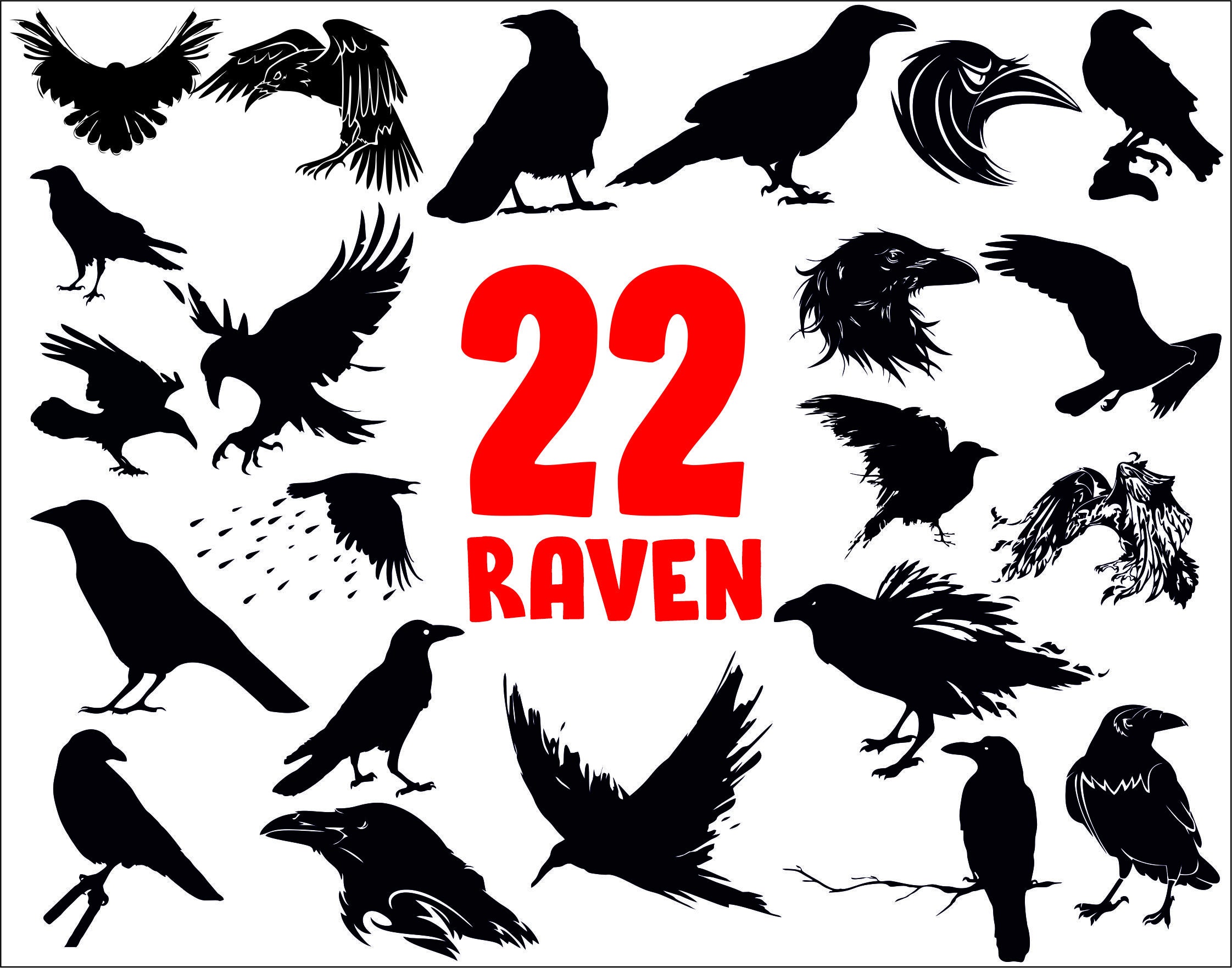 Prints Raven Bird SVG File Raven png Bird svg Raven Clipart Flying ...