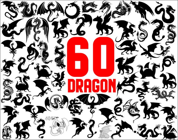 Dragon Svgdragon Silhouettedragon Clipartdragons Svgdragon Etsy