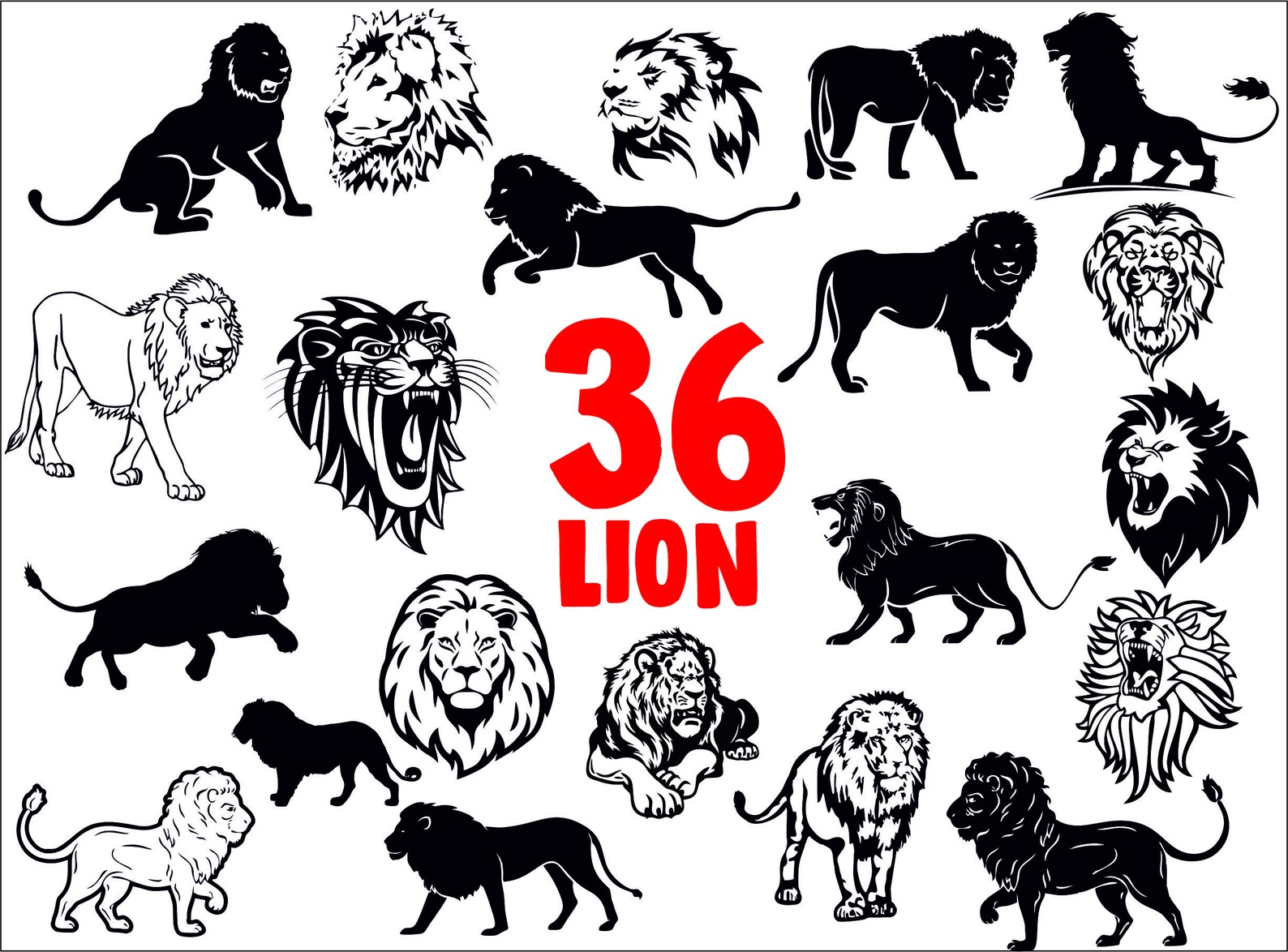 Löwe Svg Löwen Svg Löwe Clipart Löwe Silhouette Löwe - Etsy.de