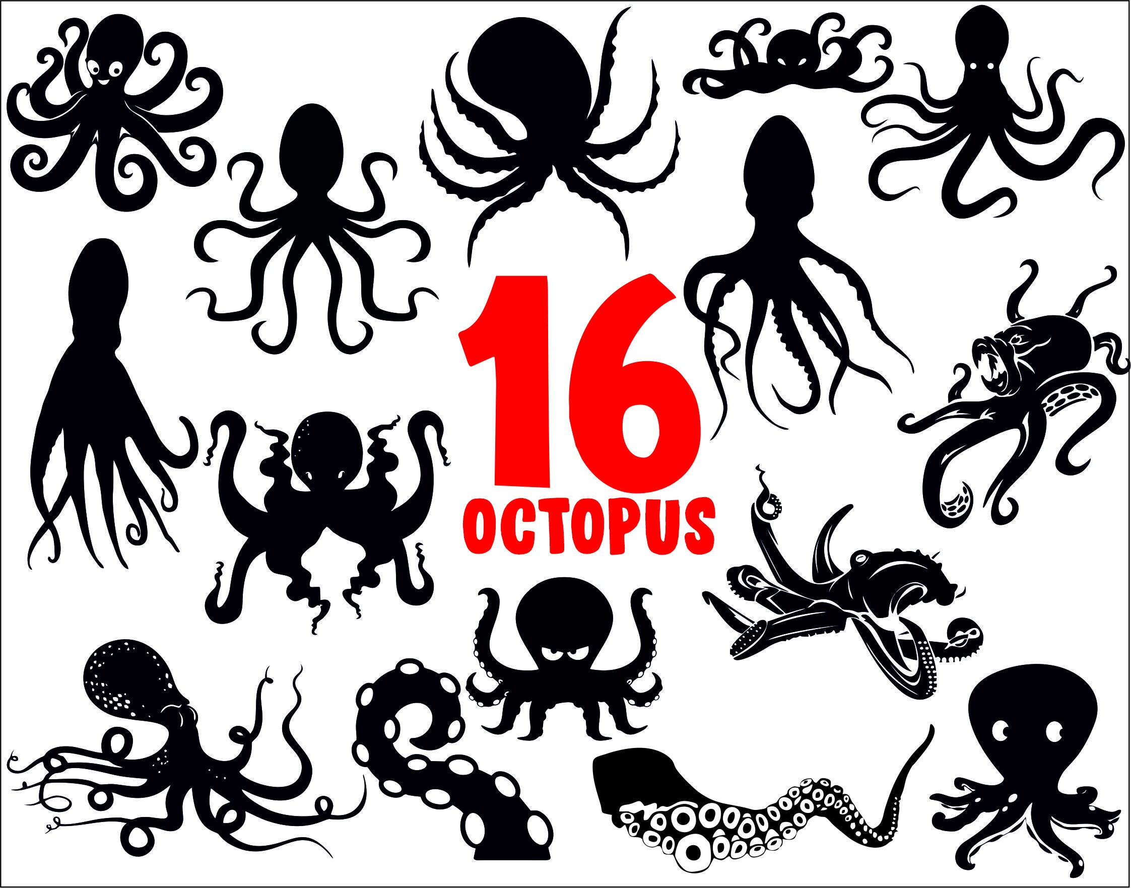 Download Octopus Svgoctopus Clipartoctopus Vectoroctopus Cut Etsy