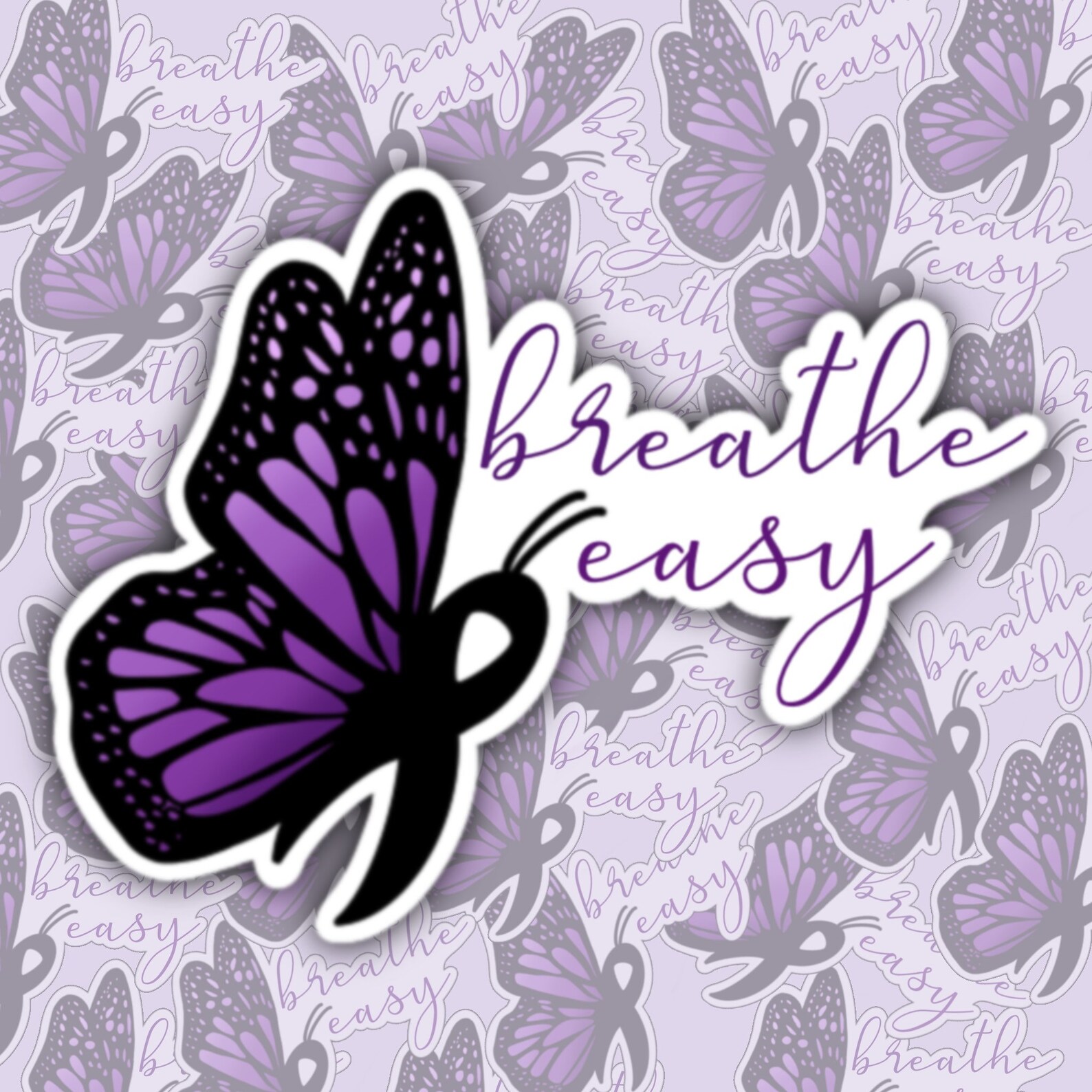 Breathe Easy Awareness Ribbon Butterfly Cystic Fibrosis Etsy