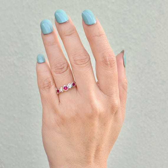 Ruby and Diamond Five-Stone Infinity Design 18ct … - image 13