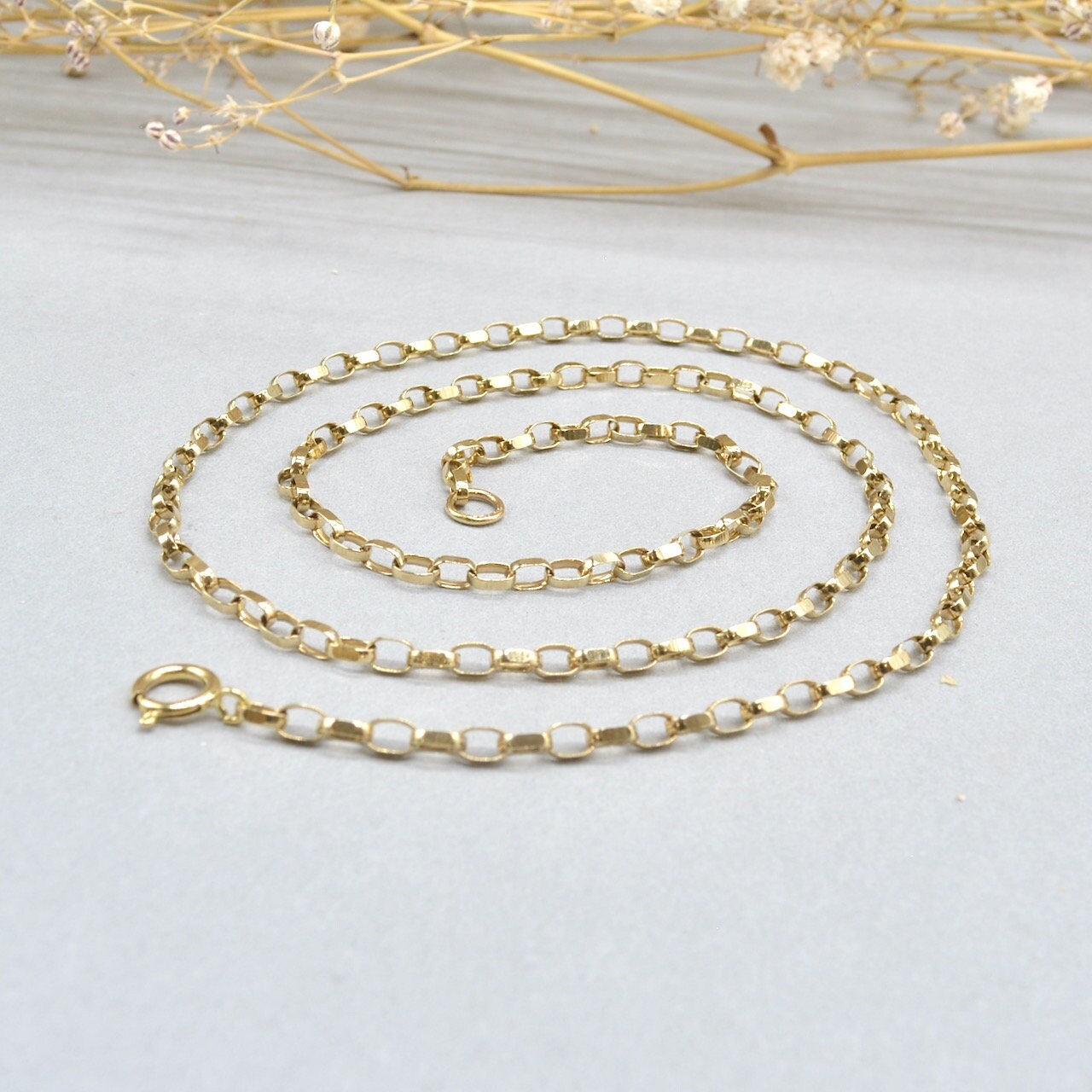 Vintage 9ct Yellow Gold Bevelled Flat Curb Chain 18 Inch Long - Etsy