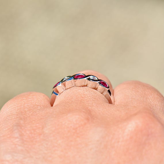 Ruby and Diamond Five-Stone Infinity Design 18ct … - image 11