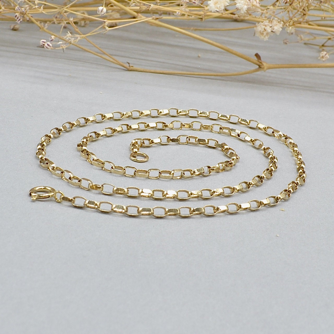 Vintage 9ct Yellow Gold Bevelled Flat Curb Chain 18 Inch Long - Etsy