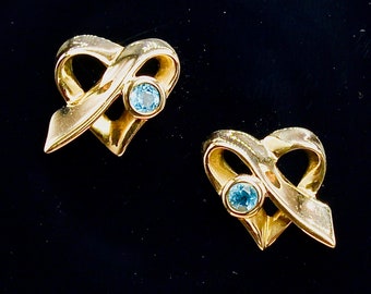 9CT Yellow Gold Topaz Heart Shaped Earrings Ref:806
