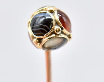 Victorian 9ct Gold Scottish Agate Stick Pin | With Display Presentation Box
