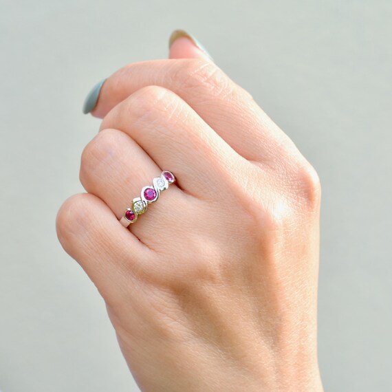 Ruby and Diamond Five-Stone Infinity Design 18ct … - image 12