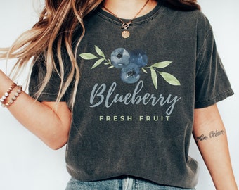 Blueberry Fruit Shirt Comfort Colors Farmers Market Cottage Core Shirt Clothes Fruit T Shirt Gift for Her Vegan Shirt Botanical Summer Shirt