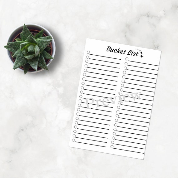 Printable Bucket List Template Blank Bucket List PDF Simple | Etsy