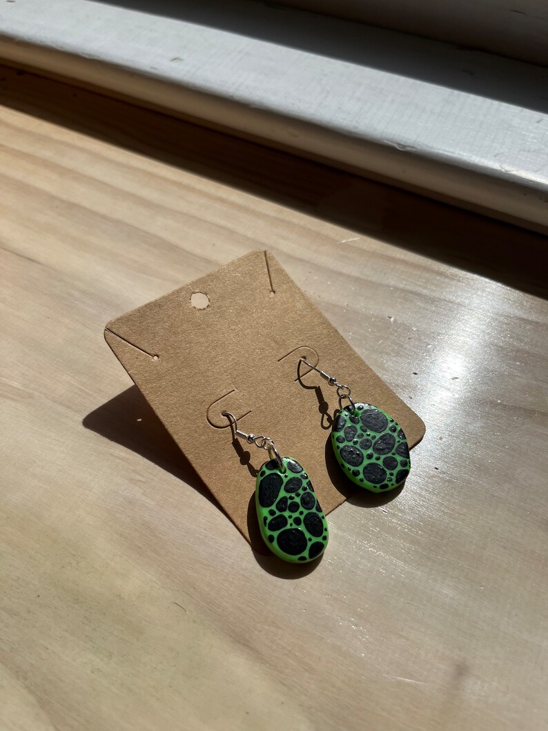 Green and Black Yayoi Kusama Inspired Earrings Etsy