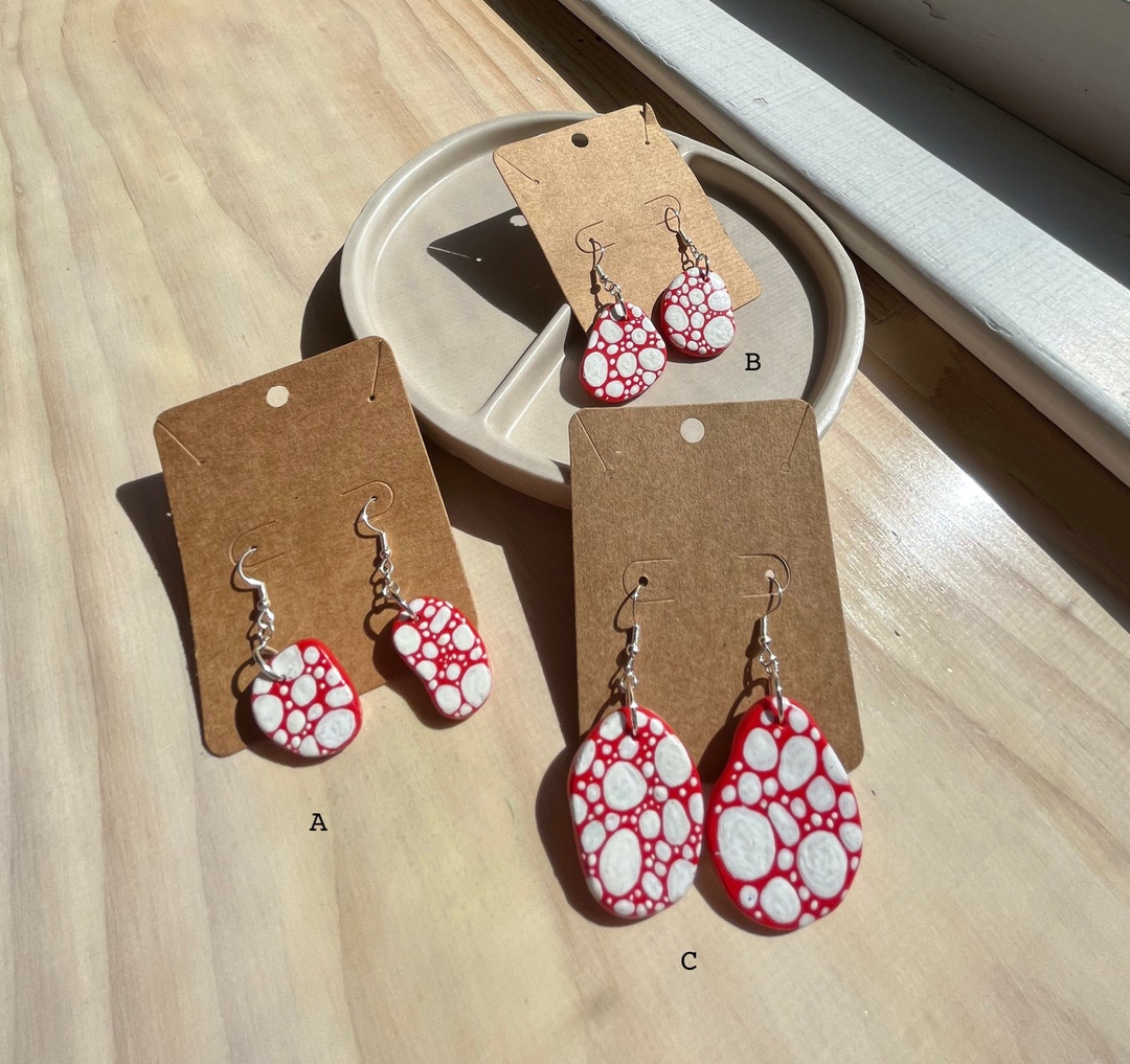 Red and White Yayoi Kusama Inspired Earrings Etsy
