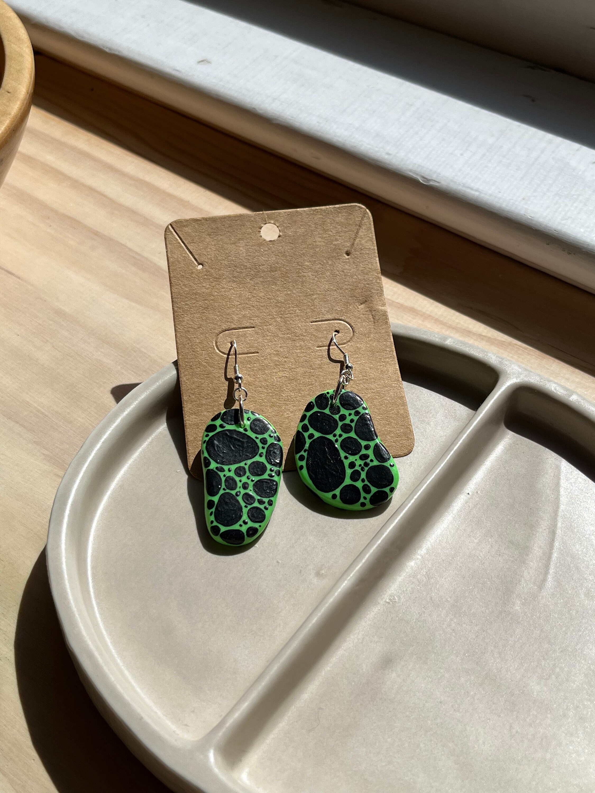Green and Black Yayoi Kusama Inspired Earrings Etsy
