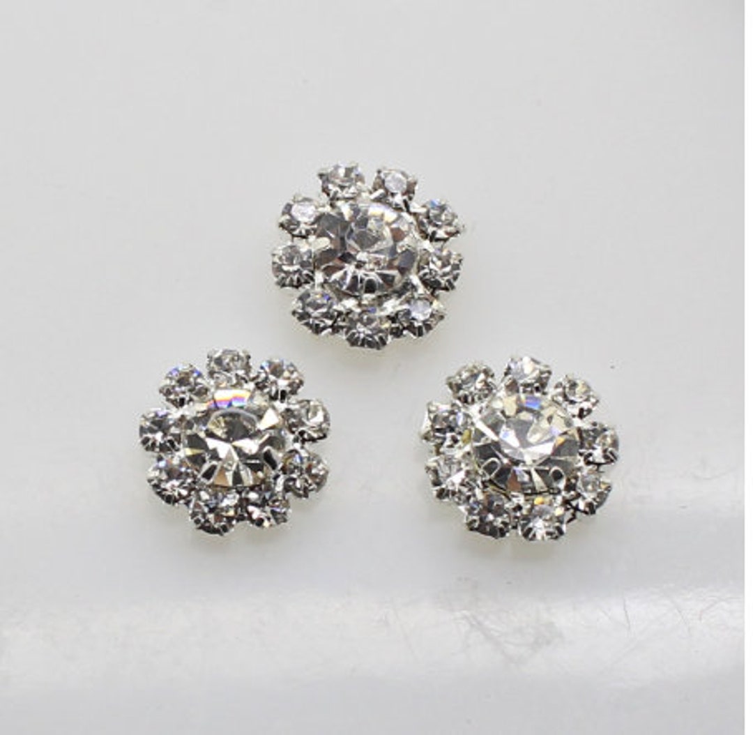 Rhinestone Round Flat Back Buttons Embellishments ~ 1/2 Inch ~ Craft ...