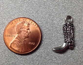 Silver Toned Cowboy Boot Charms