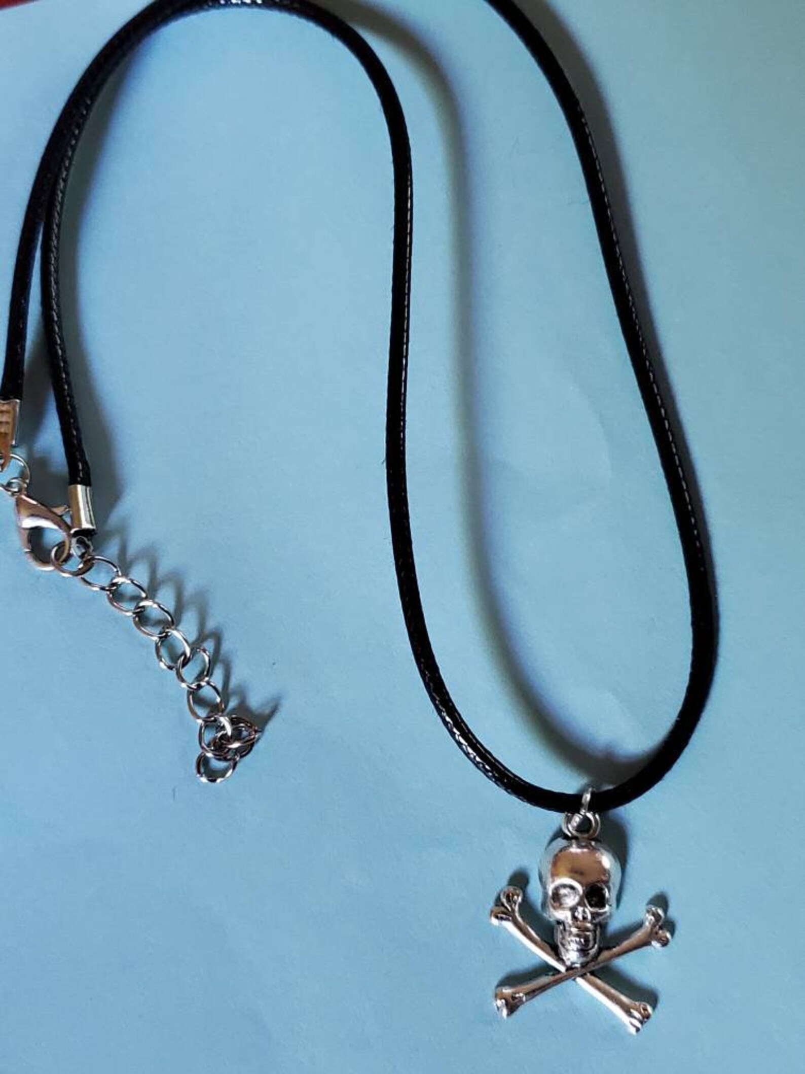 Skull and Crossbones Necklace Adjustable Length Etsy