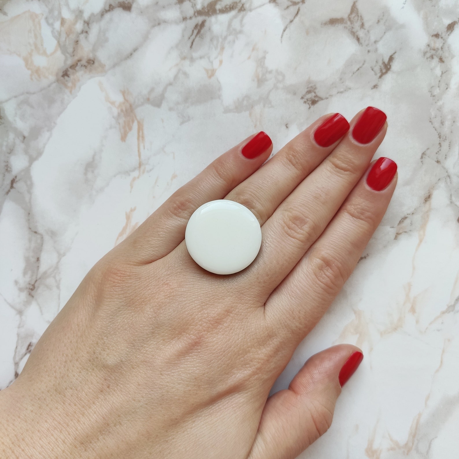 Chunky Black Ring Big Round Ring Large Adjustable Ring for Etsy