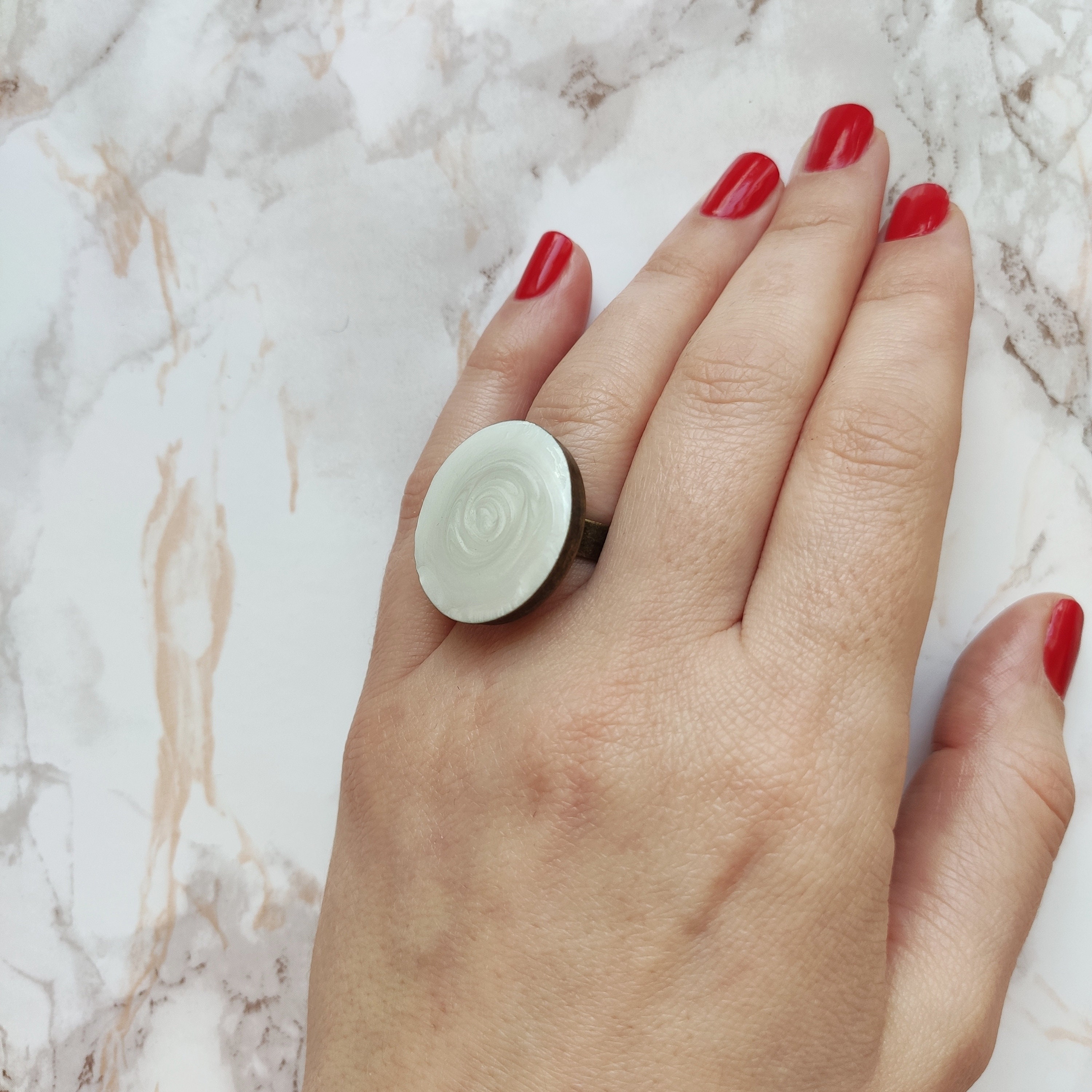 Chunky Black Ring Big Round Ring Large Adjustable Ring for Etsy