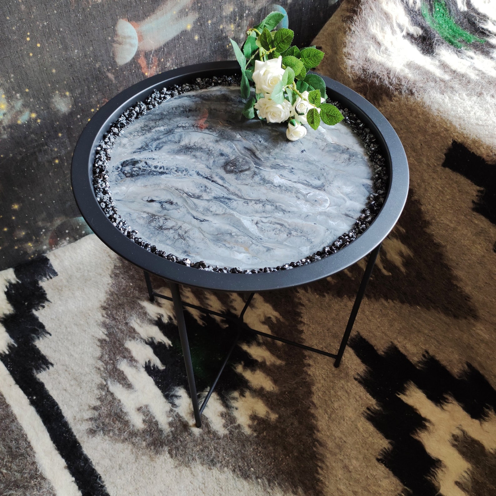 Resin Side Table Round Coffee Table Small Resin Table Etsy