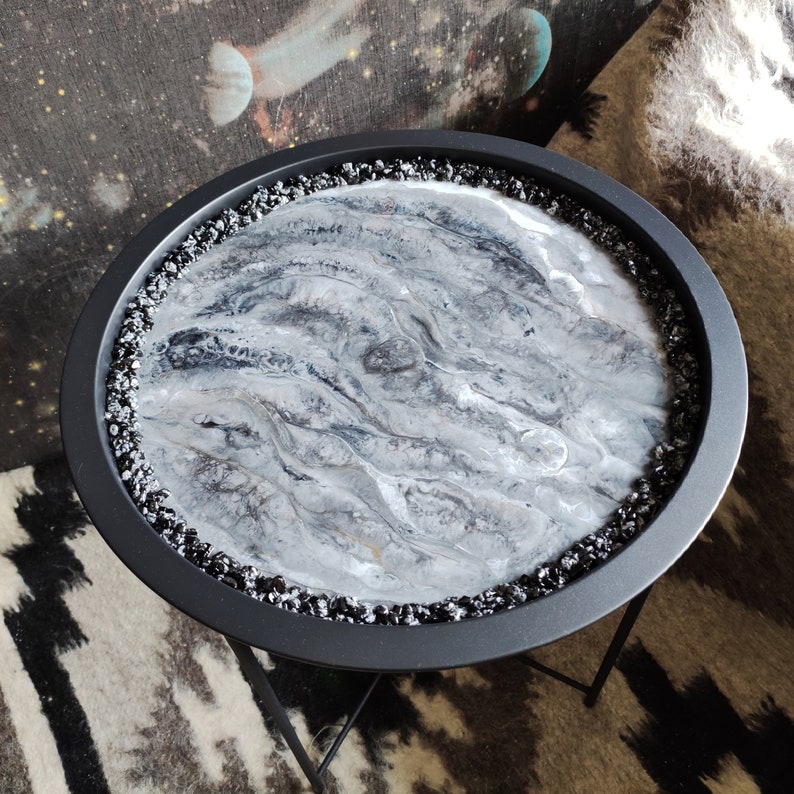 Resin Side Table Round Coffee Table Small Resin Table Etsy