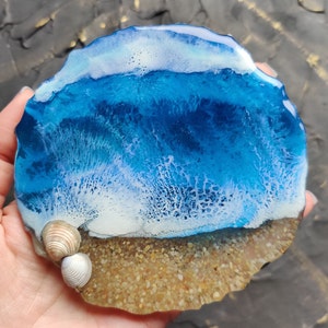 Beach resin coaster set, Handmade nautical coasters, Ocean art wine coasters,  Cute drink coasters, Coffee cup coaster housewarming gift