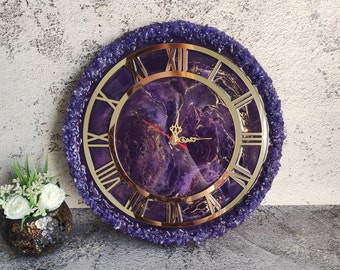 Purple unique wall clock housewarming gift, First home best friend gift, New home gift, Wall art anniversary gifts, Mom birthday gift