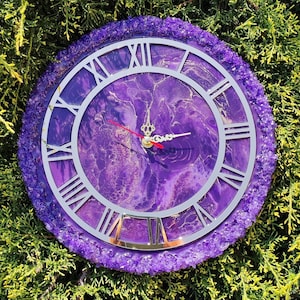 Amethyst Wall Clock, Geode Wall Clock, Living Room Decor