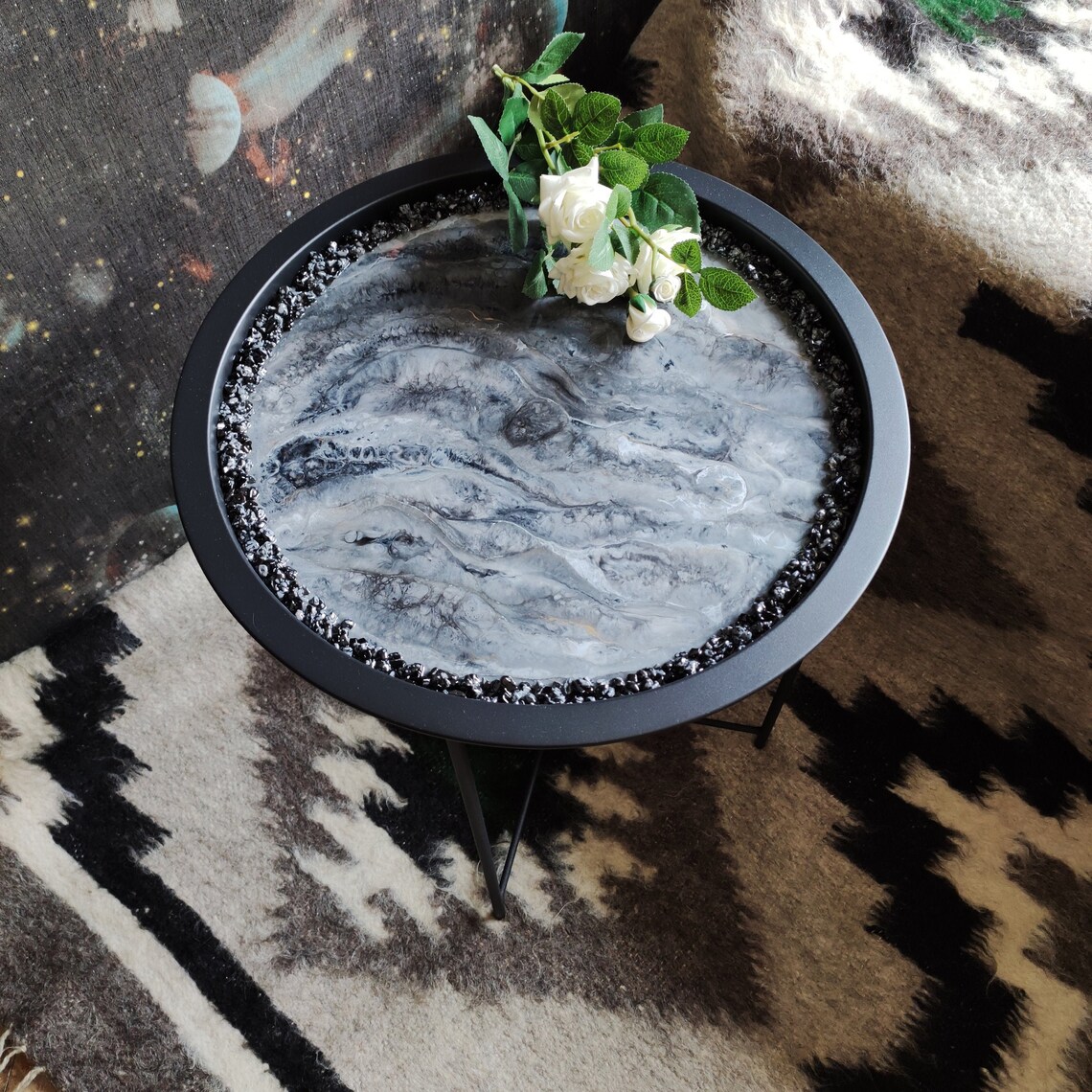 Resin Side Table Round Coffee Table Small Resin Table Etsy