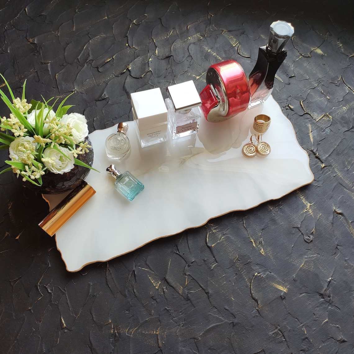 Perfume tray White marble tray Vanity tray Dresser tray Etsy
