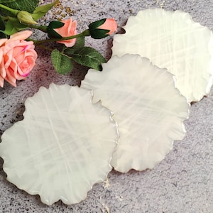 White resin coasters set housewarming gift, Cute drink geode coasters first home gift, Handmade unique wine coasters